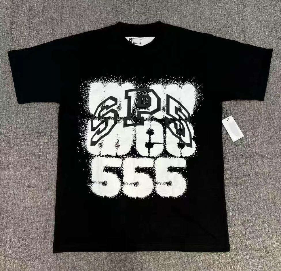 T-shirt Unisex con Stampa di Lettere in Schiuma Hip Hop Euro-Americano: Scollo Rotondo, Manica Corta, Design alla Moda