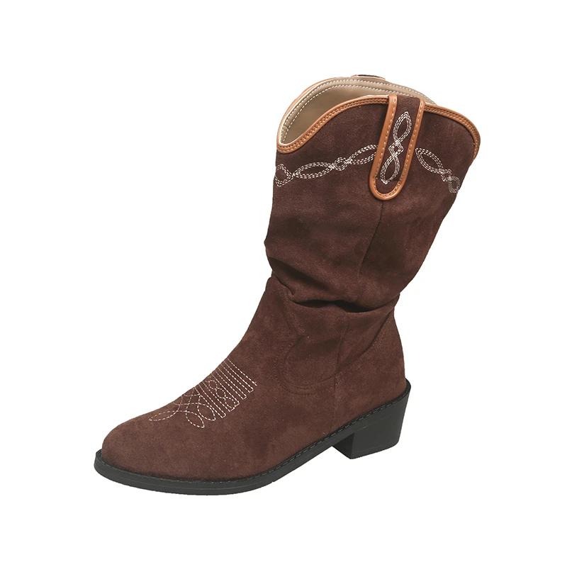 

Fashion Embroidery Sleeve Fashion Elegant Women s Boots 2024 Autumn and Winter New Knee High Boots Women Designer Platform Female Shoes 42 темно-коричневого