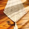Boho Crochet Lace Polyester Table Runner with Tassels – Woven Rectangular Christmas Holiday Table Decor for Kitchen, Wedding, Dinner