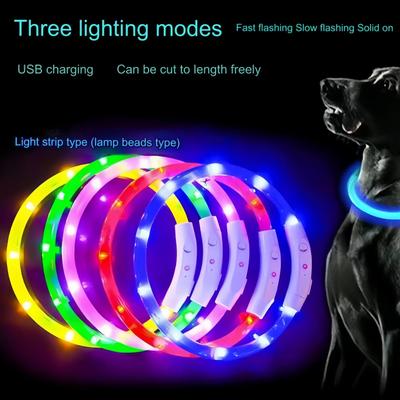 Collier Lumineux à LED pour Chien Luminous Anti-Perte Collier pour Chien Collier Collier pour Chien Rechargeable par USB