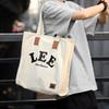 New Lee Canvas Tote Bag, Shopping Bag, Shoulder Bag, Portable Canvas Bag, Shoulder Bag Unisex Khaki LE230073M