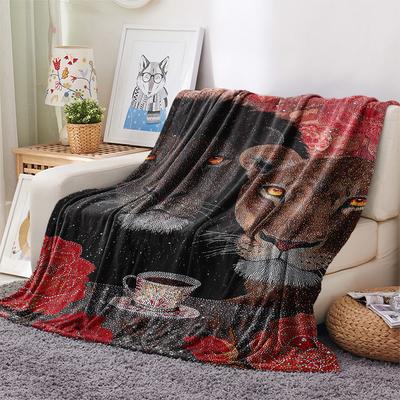 Tiger Print Flannel Blanket, High Quality Comfortable for All Seasons, Home Decor, Warmth and Comfort, Perfect for Christmas Gifts