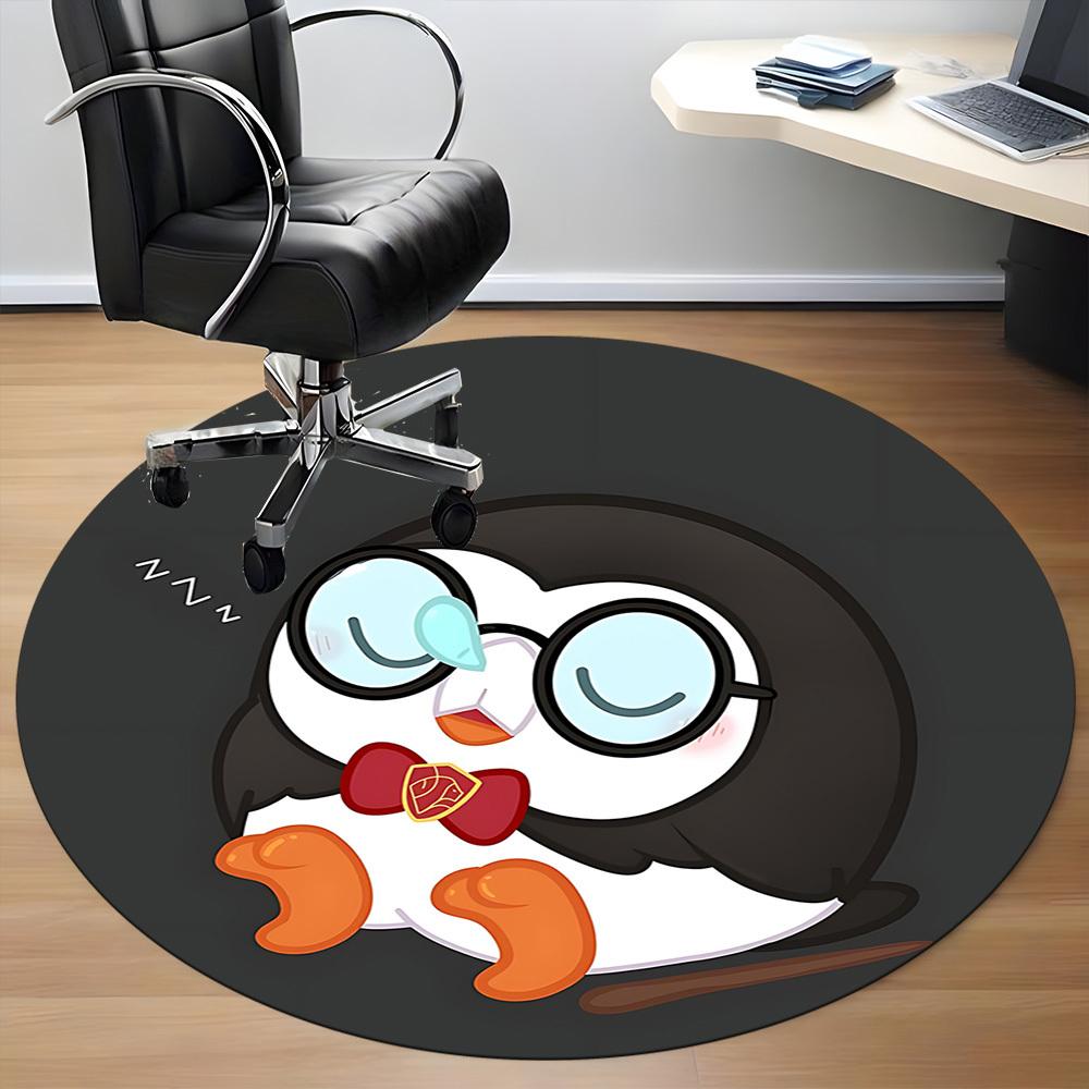1pc Penguin Sleep Office Round Area Rug, Under Office Chairs Bedroom Living Room Home Decor, Room Deco, Available in Various Sizes