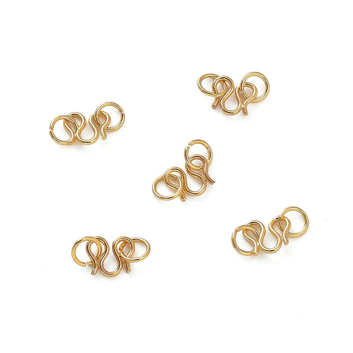 

Медная пряжка S-образной формы с двумя одинарными петлями для изготовления ювелирных изделий своими руками, аксессуары для рукоделия 0.8x7x6.8mm 10Sets