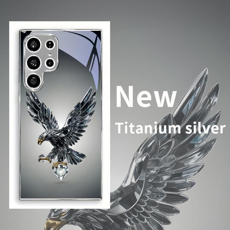 Black Crystal Flying Eagle Electroplated Silver Phone Case For Samsung S24 Ultra S21 S22 FE S23 Plus S20 S25 S26 Note10 20 Cover