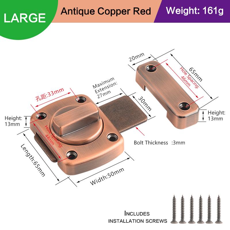 Metal Swivel Bolt Latches With Rotate Latch Bolt, Sliding Door Security Latch Features Left And Right Knob For Patio Barn And Sc