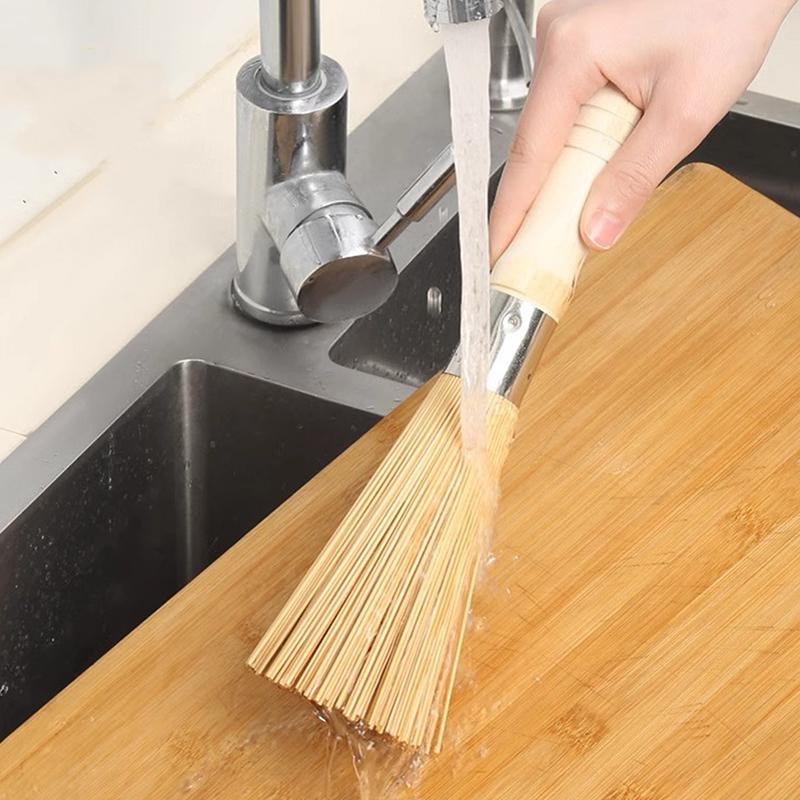 1Pcs Natural Bamboo Pot Brush Long Handle Wok Cleaning Brush Dish Brush Kitchen Tool Supplies For Home Restaurant