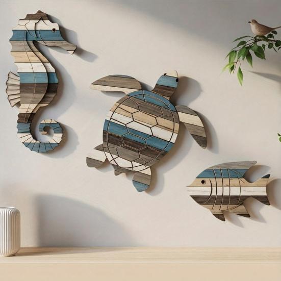 2D Wooden Wall Art Rustic Sunflower/Seagull/Turtle/Peace Bird Wall Decor Farmhouse Wooden Hanging Sign for Kitchen Porch Home Decor