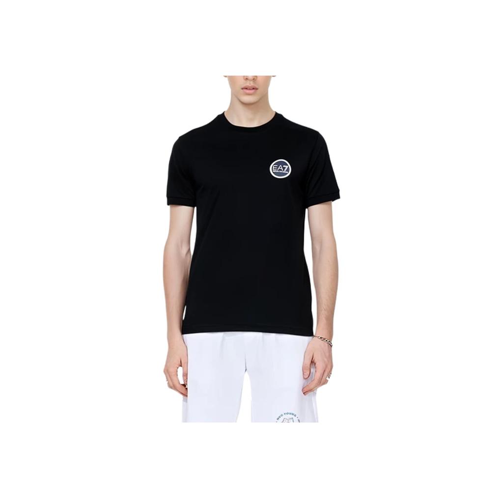 Emporio Armani FW22 Logo Embellished Crew Neck Short Sleeve T-Shirt Men Tops Black 3LPT38-PJCDZ-1200