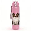 1PC Group Small Puppy Dog Portrait Print 750ml Color Plastic Sports Water Bottle Leakproof Flip Straw Lid Suitable for Sports Office Home Use