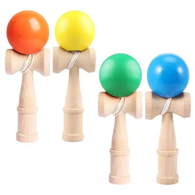 Set de 4 Pelotas de Habilidad, Kendama (Juego Japonés de Taza y Bola), Juguete Educativo de Madera para Fitness y Ocio, Uso en el Aula, Práctica y Competición