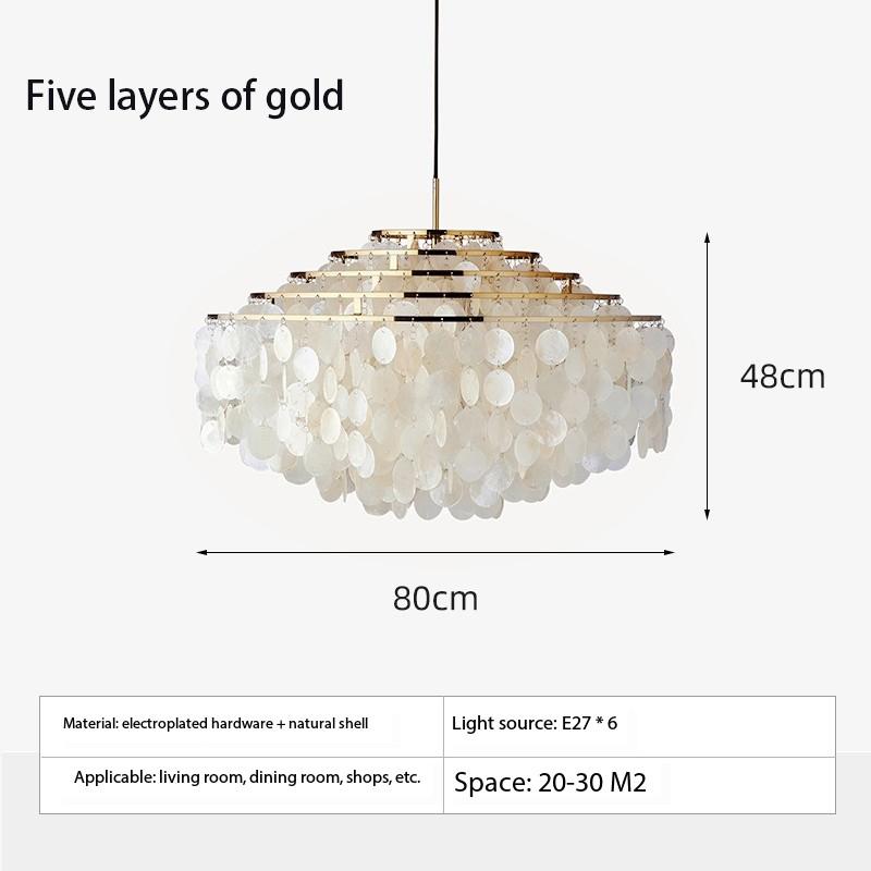 Romantic Led Shell Chandelier Modern Simple Pendent Lamp Natural Shell Wind Chime Lamp Villa Restaurant Suspended Hanging Lamp