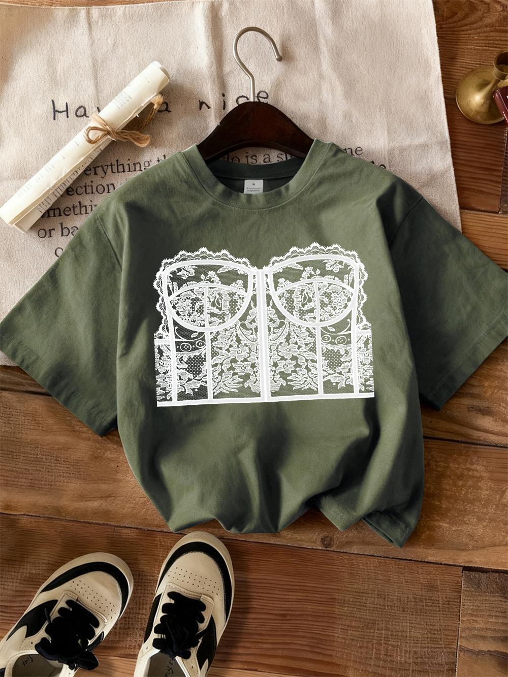 

Sexy Sweet Spicy Lace Prints TShirts Women Casual ONeck Short Sleeve Tops Soft Loose T Shirt Summer Comfortable Woman Clothes S