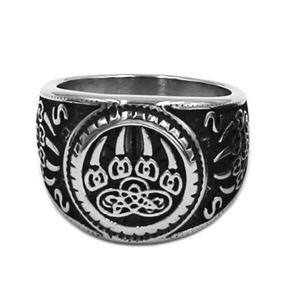 Wholesale Vikings Norse Amulet Bear Paw Ring Stainless Steel Celtic Knot Charms Animal Claw Biker Men Ring SWR0889