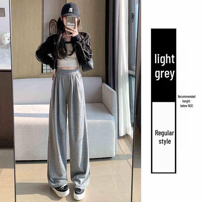

Женские весенне-осенние свободные брюки прямого кроя с широкими штанинами для фигуры типа «груша» S светло-серый