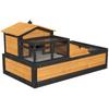 Wooden Tortoise House with Balcony, Tray, Roof, for Indoor and Outdoor, Yellow