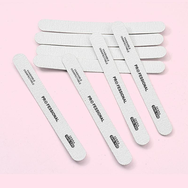 Washable Nail File Gray Straight Replaceable Double Sided Professional Sandpaper Sanding Polishing Tools