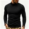 T-shirt à manches longues en polaire à col montant pour homme Automne Hiver Décontracté Chaud Style Européen Américain Couleur Unie Polyvalent Hauts T-shirts