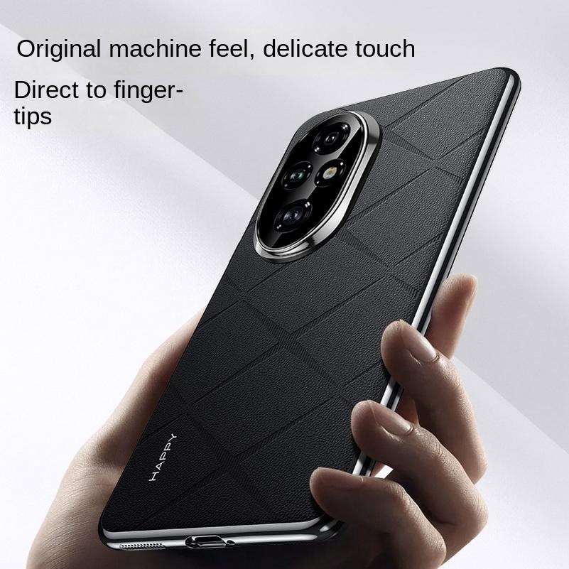 Plain Leather + Camera Lens Protection Case For Honor 200 Pro Honor200 Honor 300 Pro Hard Slim Good Texture Cover
