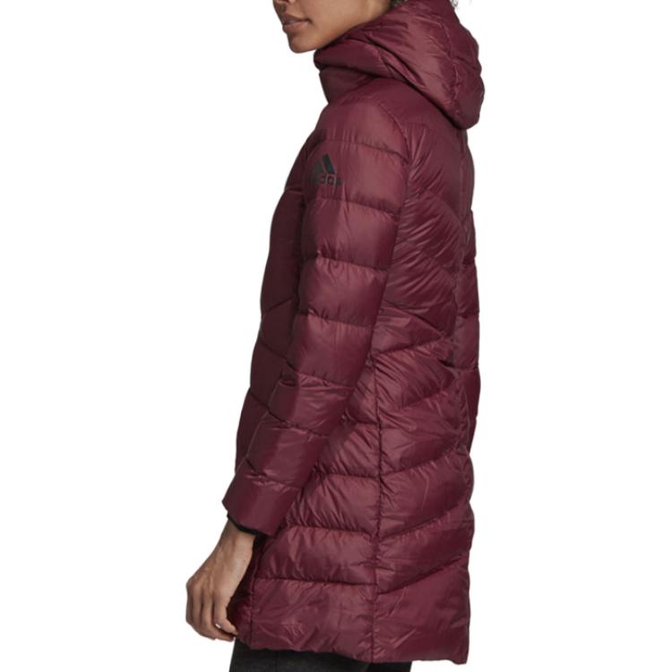 Adidas Comfortable Casual Sports Warm Gray Duck Down Jacket Women Jackets Burgundy DZ1499