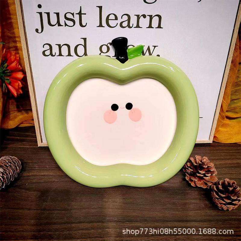 Prato Maçã, Bandeja de Armazenamento de Joias de Cerâmica de Alto Valor e Fofa, Bandeja de Aromaterapia, Bandeja de Sobremesa de Alto Nível.