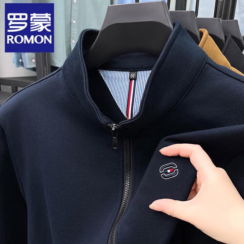 

Romone Men s Cotton Full-Zip Stand Collar Jacket M
