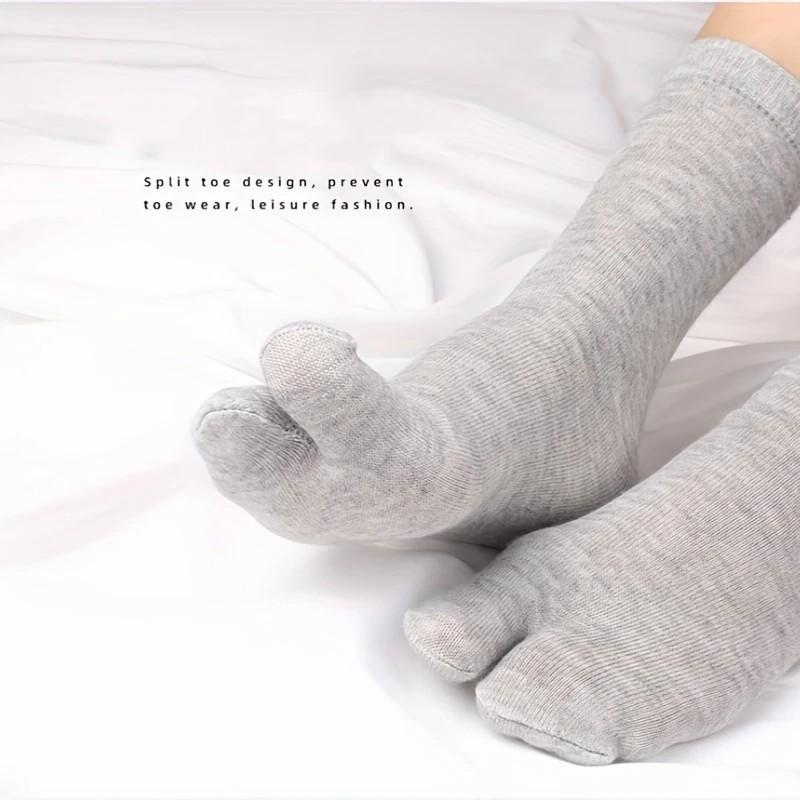 1/3 Pairs Neutral Split Toe Mid Tube Socks Stylish Design Sweat Wicking Breathable Soft Comfortable Couple Casual Socks