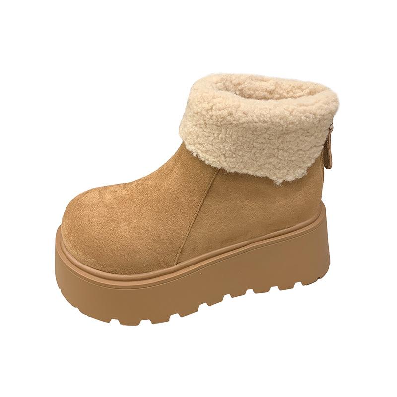Thick-soled height-increasing small man fleece snow boots women's 2025 winter warm fashion cotton shoes wool cotton boots short boots
