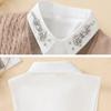 White Chiffon Detachable Collar Rhinestone False Collar Elegant Fake Collar  Women