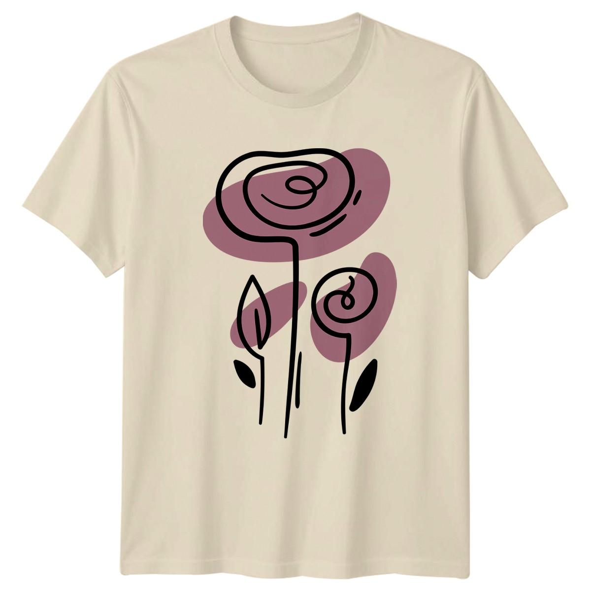 Minimalist Abstract Rose Line Art T-Shirt Abstract Floral Botanical Art Birthday S