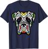 Boxer In White Dead Sugar Skull Dog Gift T-Shirt Casual Short Four Seasons Shirts for Unisex Women Kids Halloween Shirts Mexico