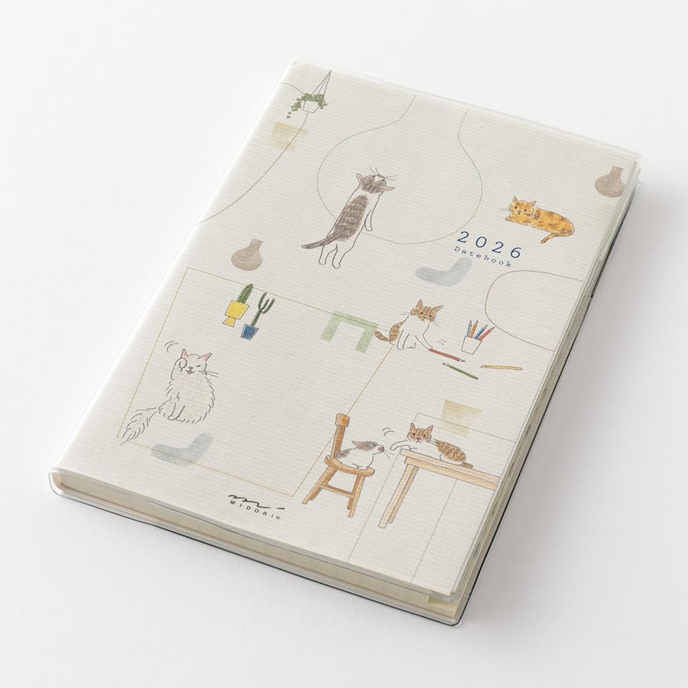 Midori Pocket Diary, 2026, B6, Weekly, Cat Pattern, 22373006 (Starts January 2026)