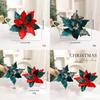 Christmas Flower Decor With Artificial Velvet Flowers For Holiday Tree Ornament Gift