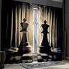 Chess Game Print Curtains Black White Polyester Window Treatments Bedroom Living Room Decor Curtain Set Of 2 Classic Made Washable Sitting Ready
