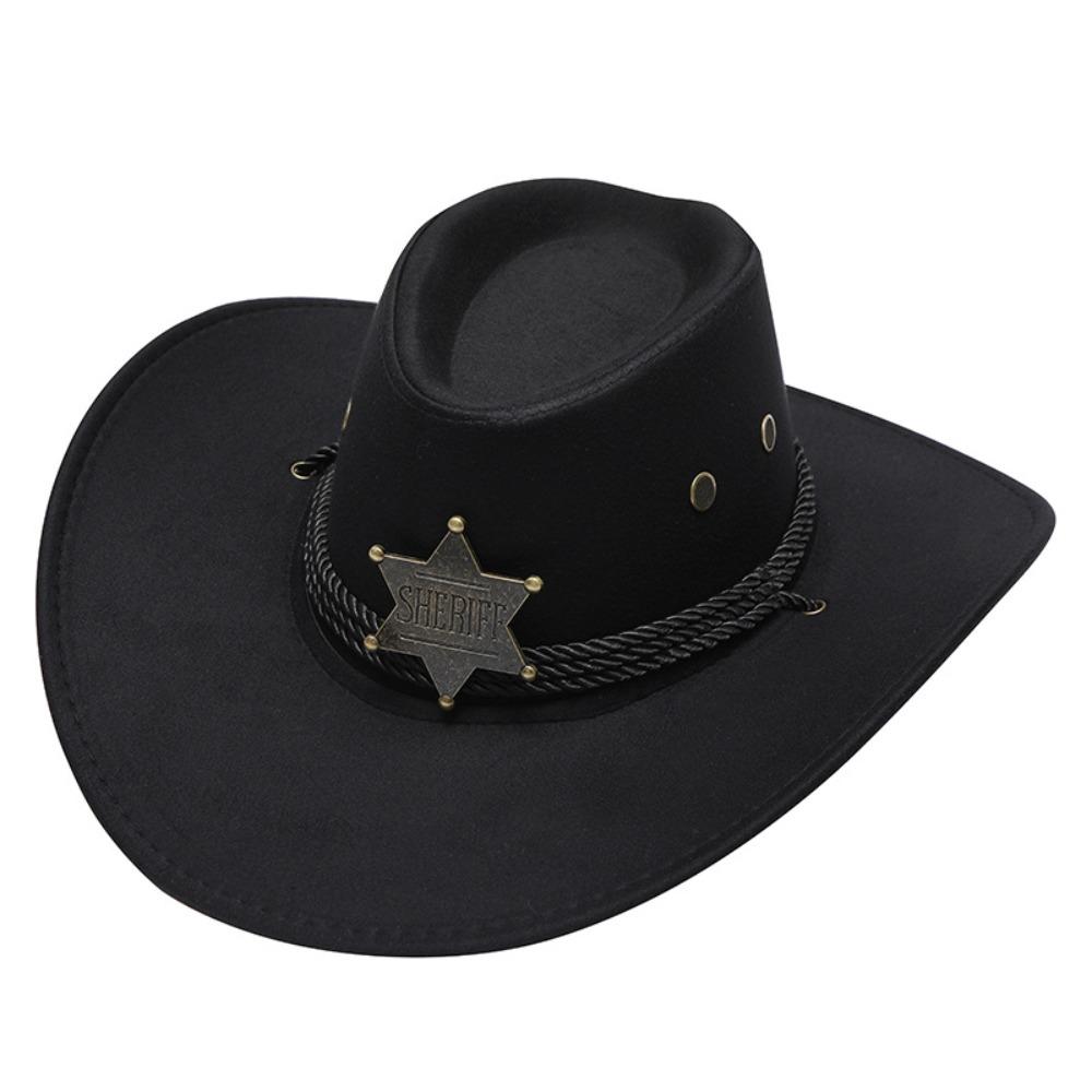 Unisex Artificial Suede Beach Cowboy Hat Wide Brim Solid Color Sun Sunscreen Cap Breathable Sun Protection Party Cosplay Hat