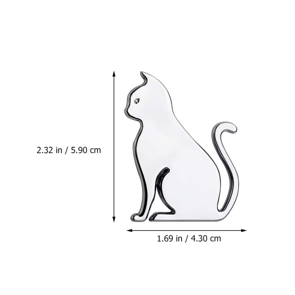 VORCOOL Autoaufkleber Katzenemblem Niedlich 3D Legierung Schwarz + Silber 2 Stück