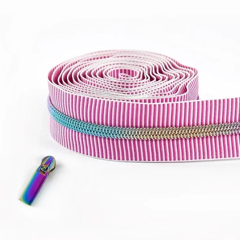 2-5Meters 5# Meetee Striped Nylon Zippers Tape for Sewing Plastic Roll Coil Zip By The Meter Zipper Closure Garment Accessories