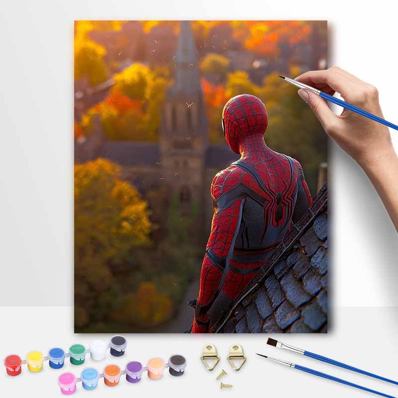 Disney SpiderMan oil paint by numbers painting kit handmade diy home decor gifts, superhero wall art for living room, canvas portrait.