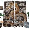 Traditional Chinese Dragon Blackout Curtains, Fantasy Cloud Golden Asian Grommet Thermal Insulated Curtains Window Drapes for Bedroom Living Room, 2