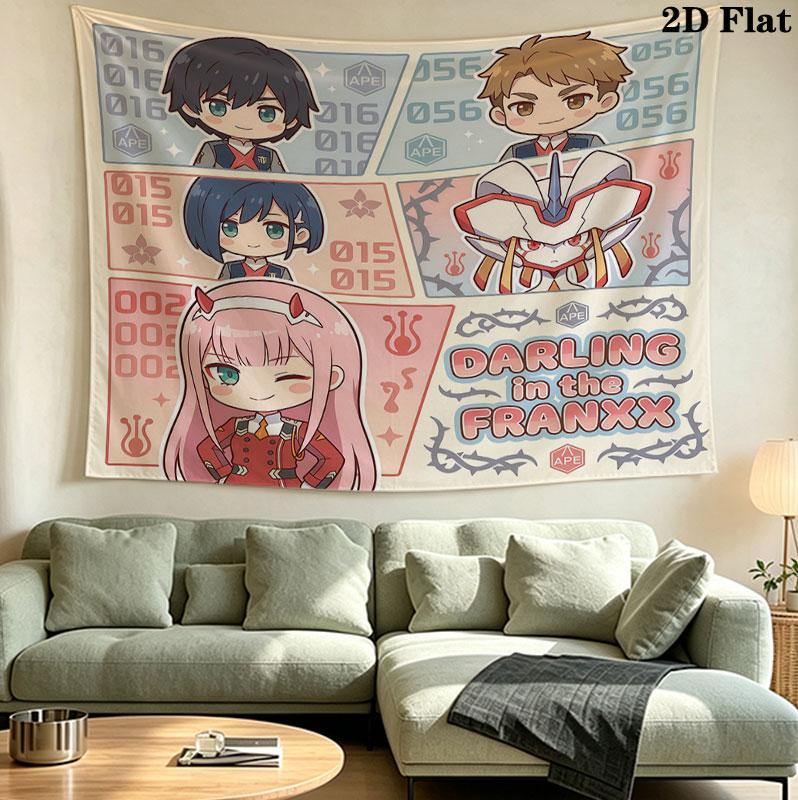 Franxx Wall Tapestry Aesthetic Wall Hanging Printed Fabric Blanket Decorative Tapestries For Bedroom Living Room Home Decor