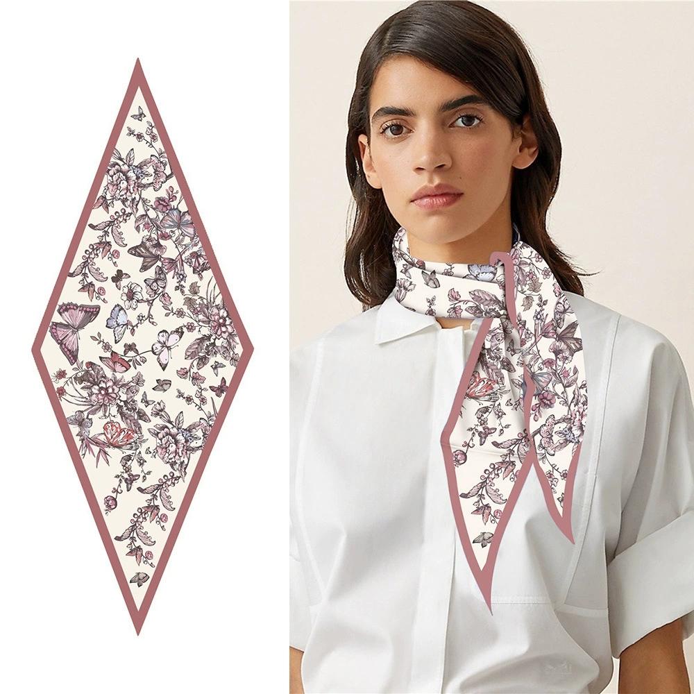 Brand Design Diamond Scarf Luxury Print Silk Scarf Woman Bandana Headband Hijab Foulard Neckerchief Shawl