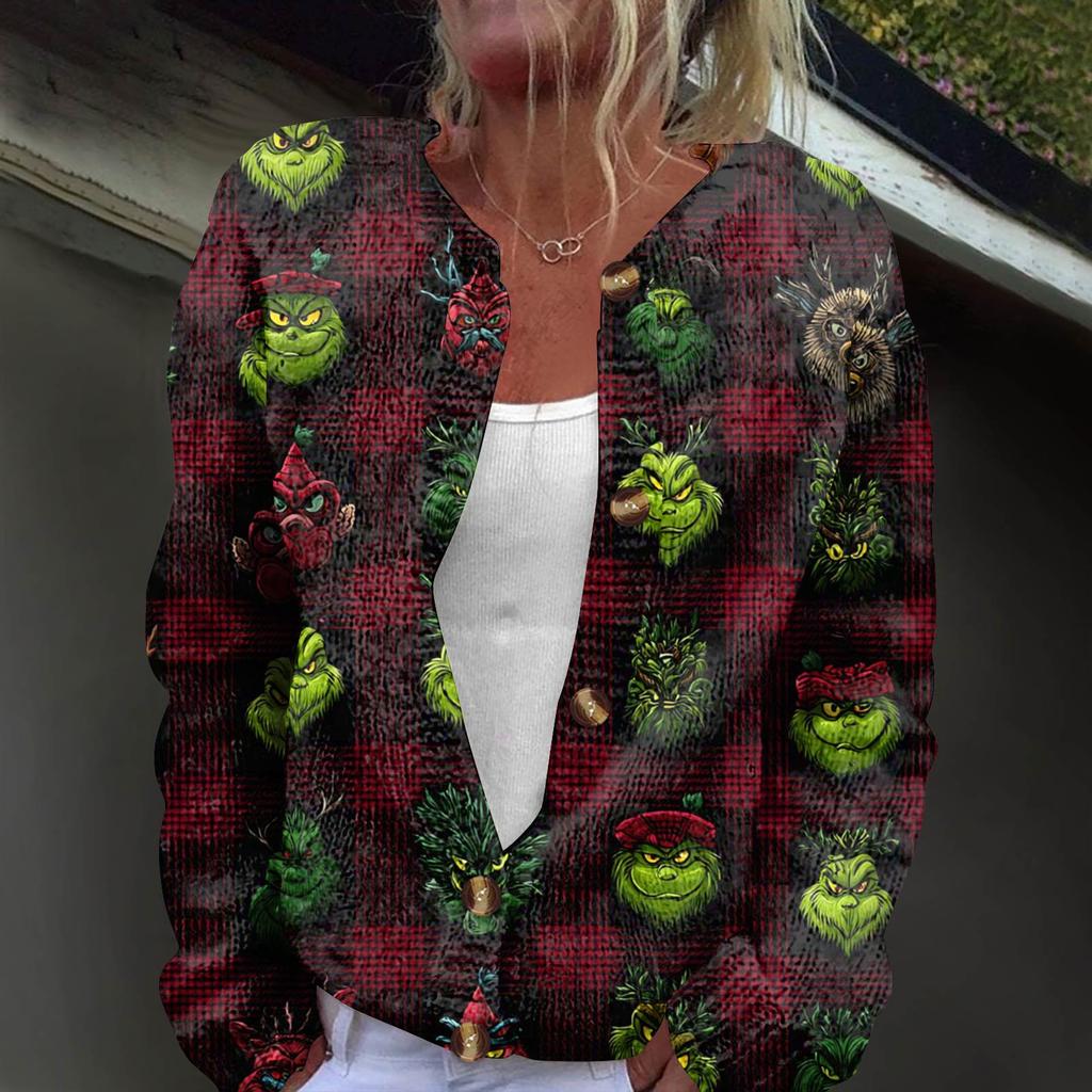 Dámská módní pletená svetrová bunda s dlouhým rukávem a zapínáním na knoflíky