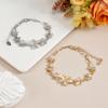 Charming Silvery/Gold Plated Women Pink Cat's Eye Opal Flower Chain Bracelet Gift For Women Girl