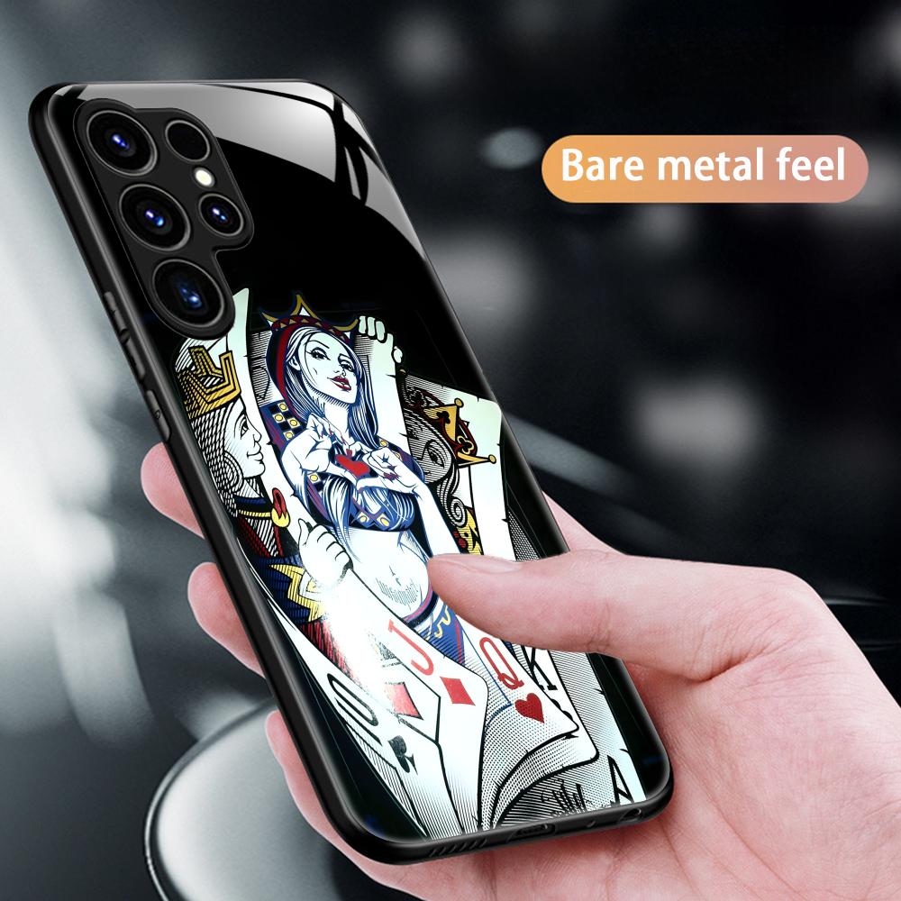 poker Phone Case For Samsung S26 S25 S24 S23 S22 S21 Plus Ultra Note20 Glass Magnetic Case