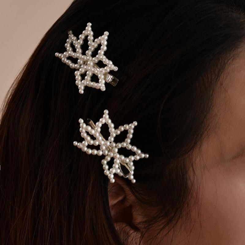 Artificial Pearls Flower Hair Clip Side Pin for Women Girl Everyday Use Clip Barrette for Wedding and Festival