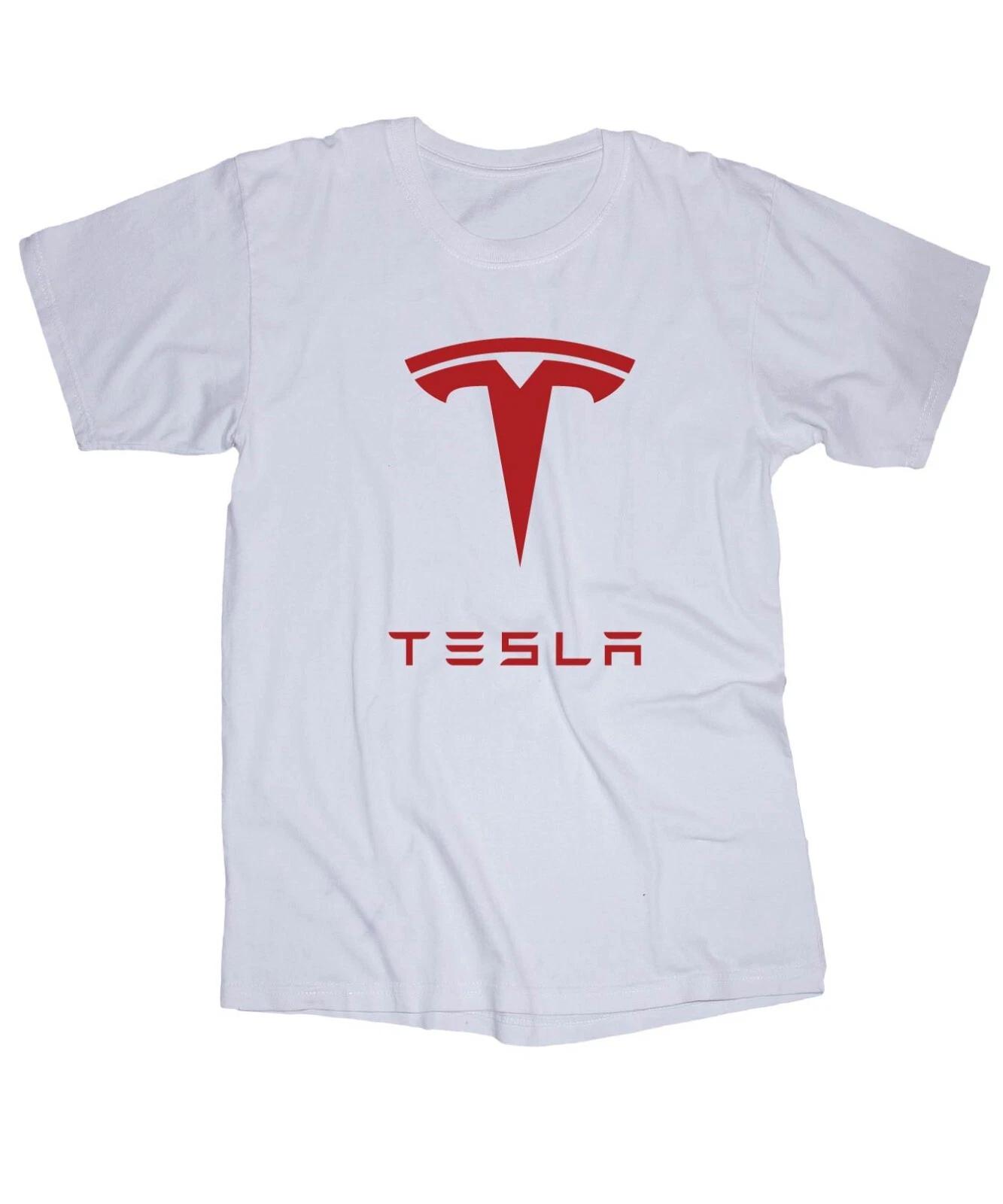 Белая футболка с логотипом Tesla L
