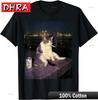 Zigaretten Kätzchen Lustige Rauchende Katze Meme Dummes Gehirnfäule T-Shirt Unisex Bequemes Baumwoll T-Shirt Lässiges Oberteil Gothic Skater Urban T-Shirt
