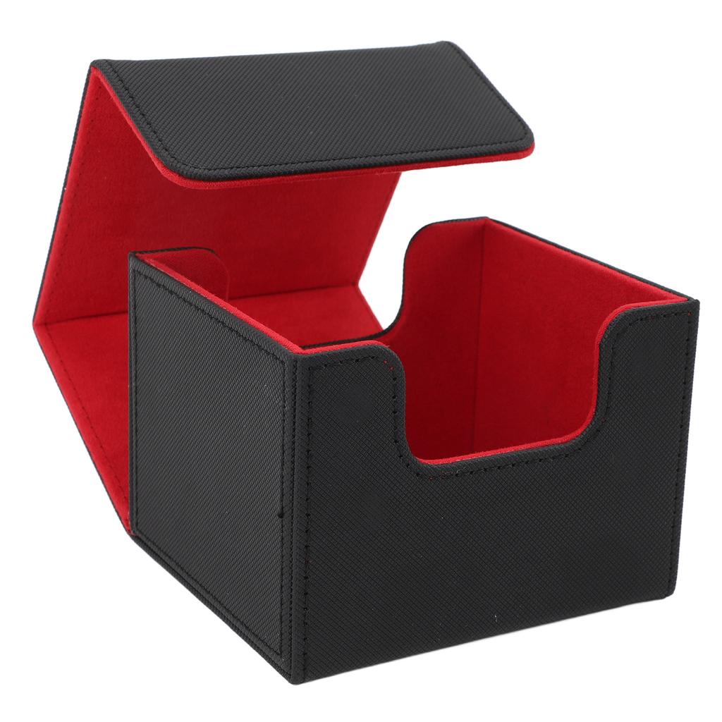 Card Storage Box Multipurpose Large Capacity Flip Side Insert PU Leather Magnetic Closure Trading