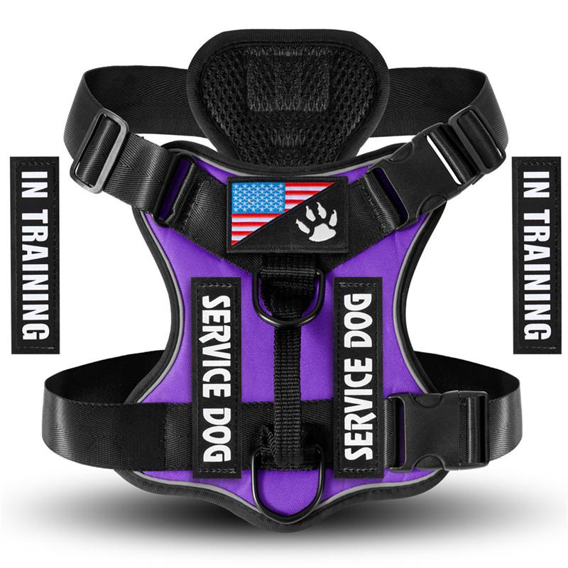 Oxford Working Dog Harness Reflective Medium Large Dog Vest Harness with 5 PCS Patches WD Harness Pet Dog Accessories