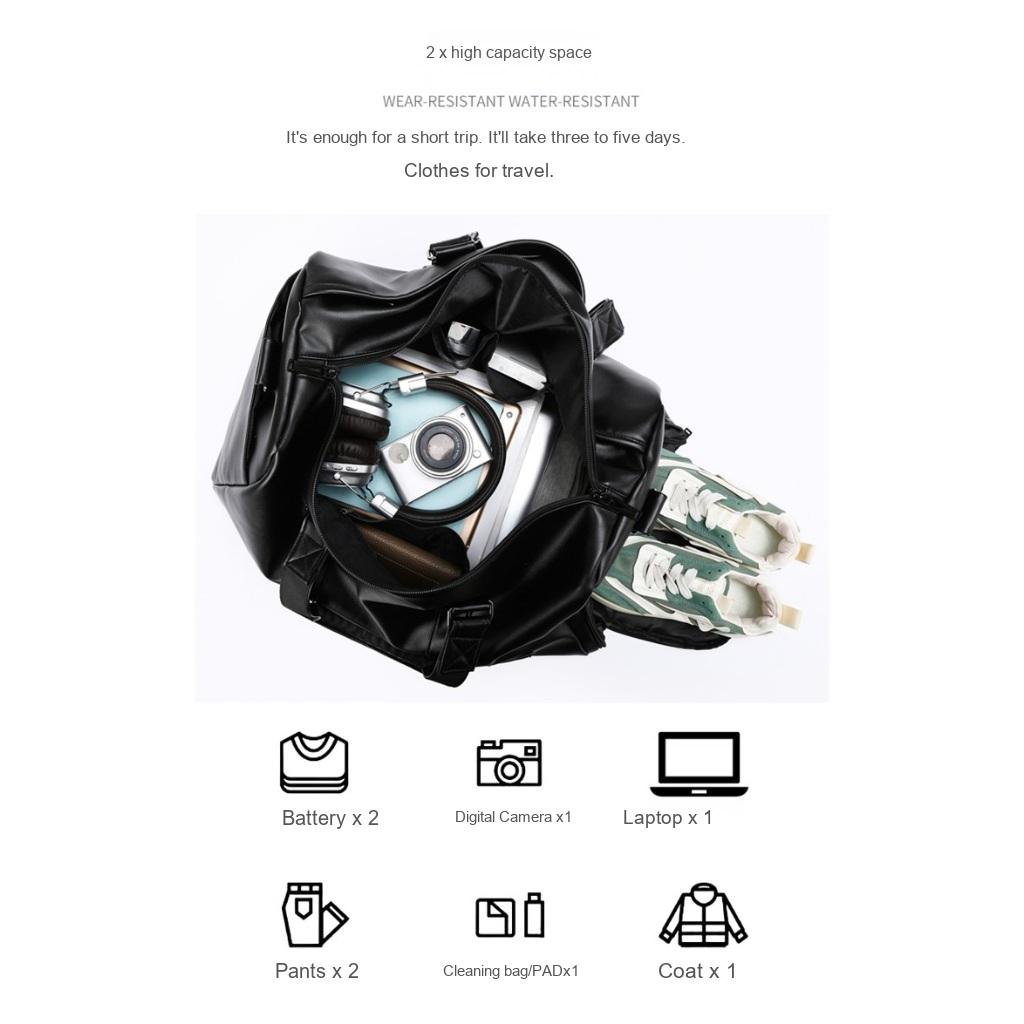 Travel Bag Unisex PU Large Capacity Adjustable Strap Travel Gym